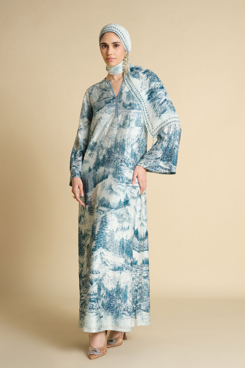 Shahma Printed Stole - Powder Blue, Powder Blue, image 2